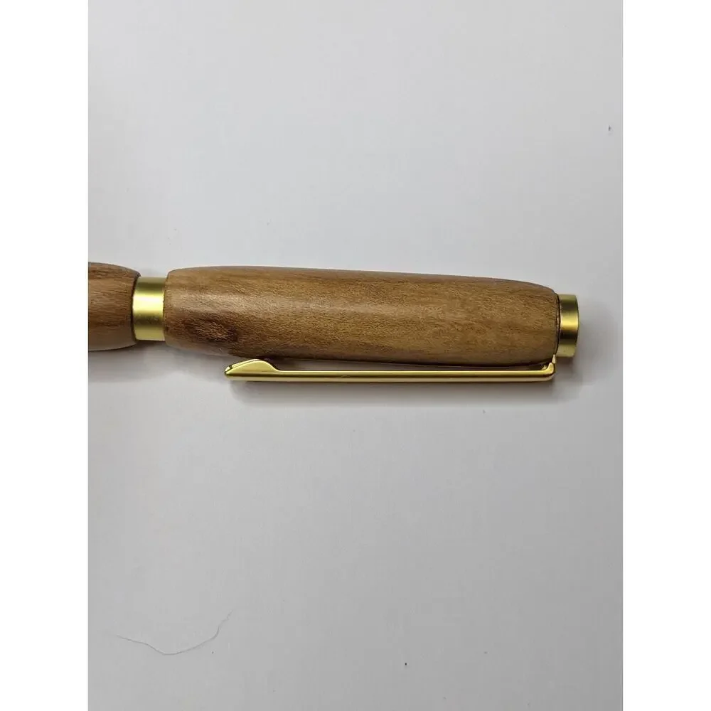 Slimline Twist Pen Satin Gold Finish Spalted‎ Maple Body Hand Turned Pen